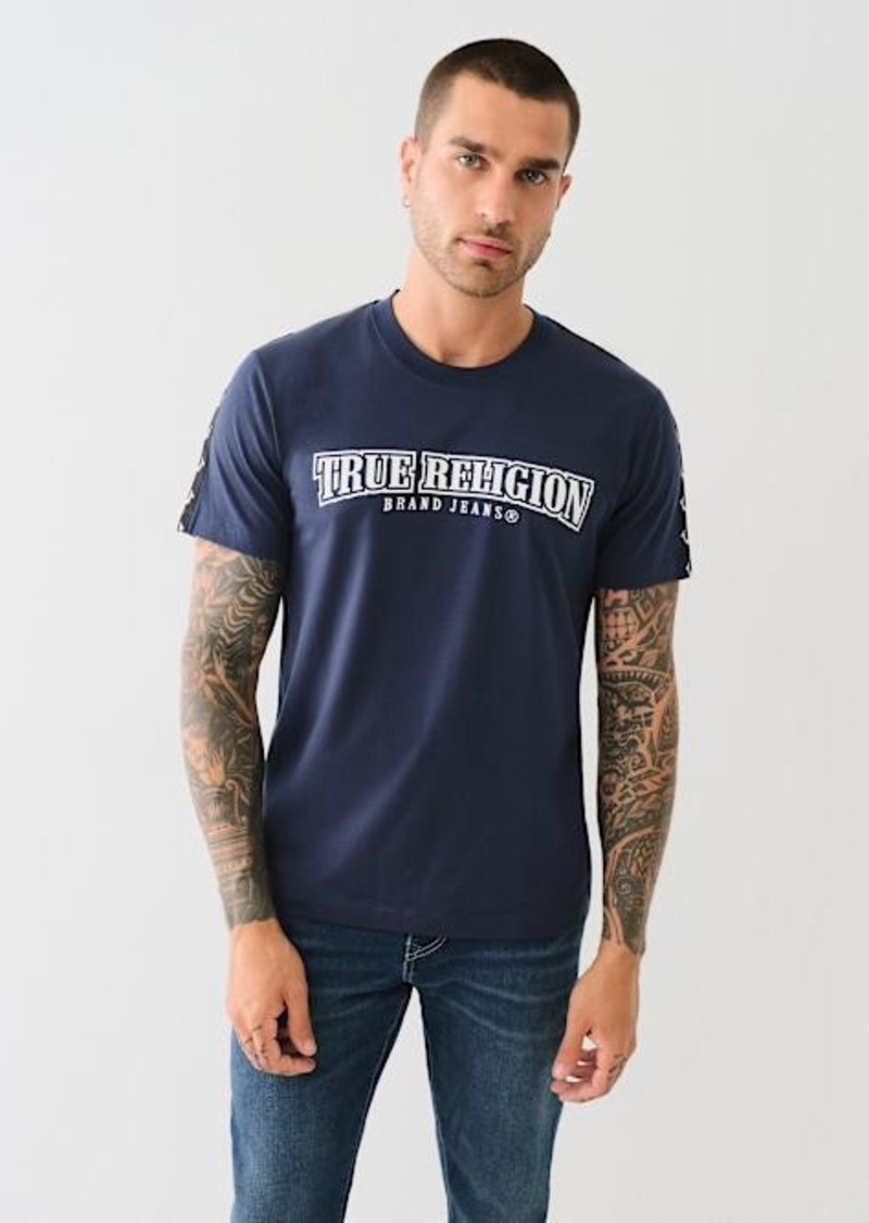 True Religion Men's Arched Logo Tape Trim T-Shirt