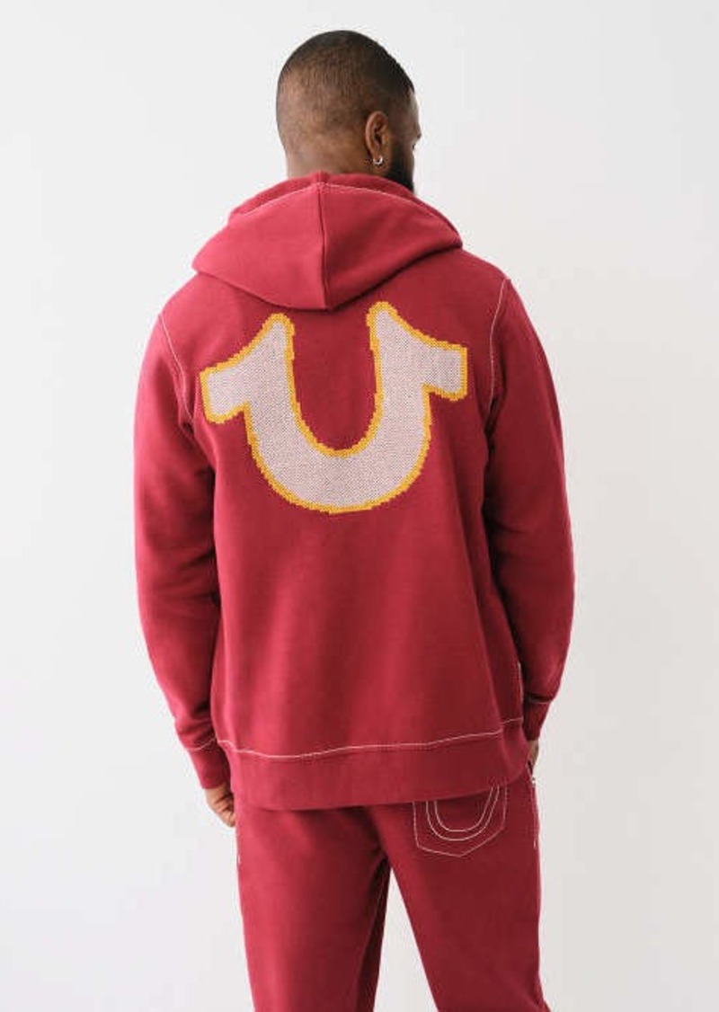 True Religion Big T Cross Stitch Zip Hoodie