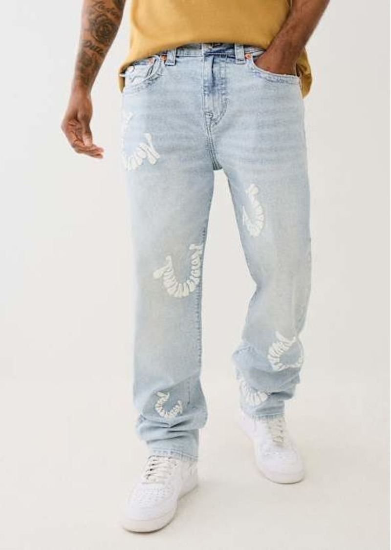 True Religion Men's Bobby Warped Puff Print Baggy Jean