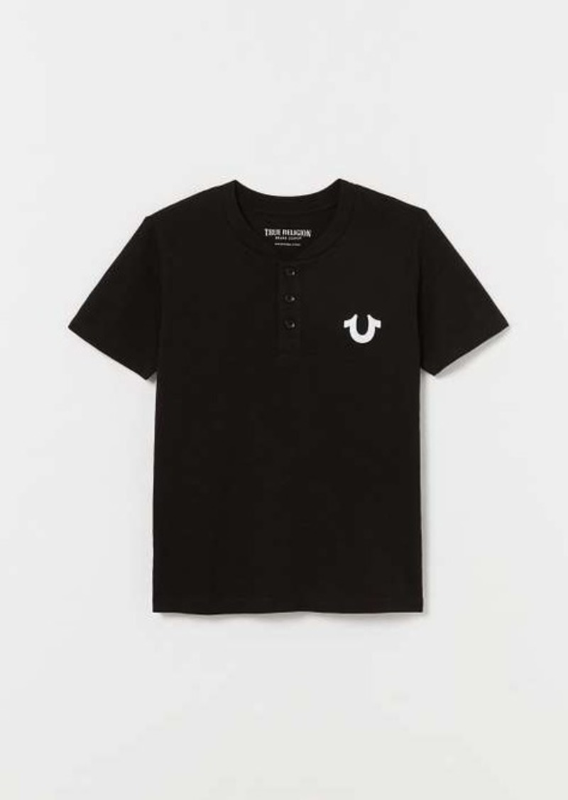 True Religion Men's Boys Horseshoe Logo Henley Shirt