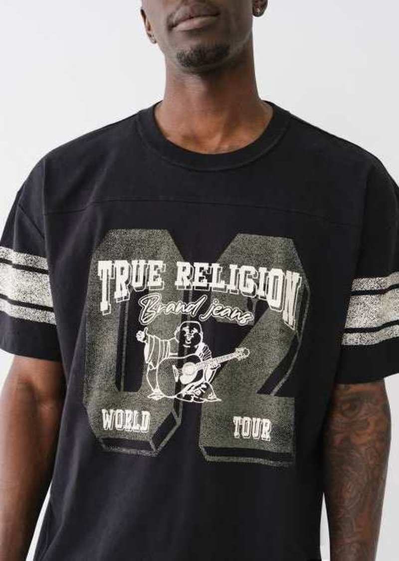 True Religion Men's Buddha Logo Varsity Striped T-Shirt