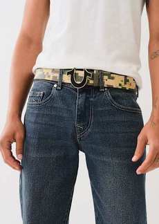 True Religion Men's Camo Horseshoe Buckle Belt