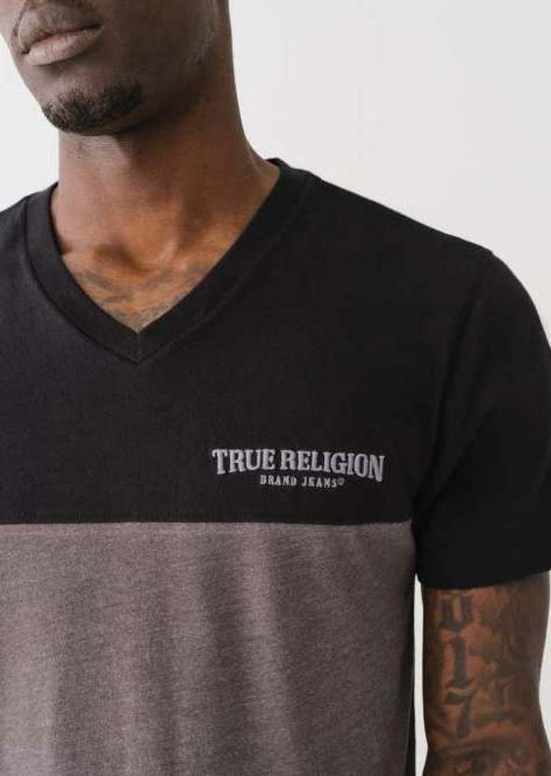 True Religion Men's Colorblock V Neck T-Shirt