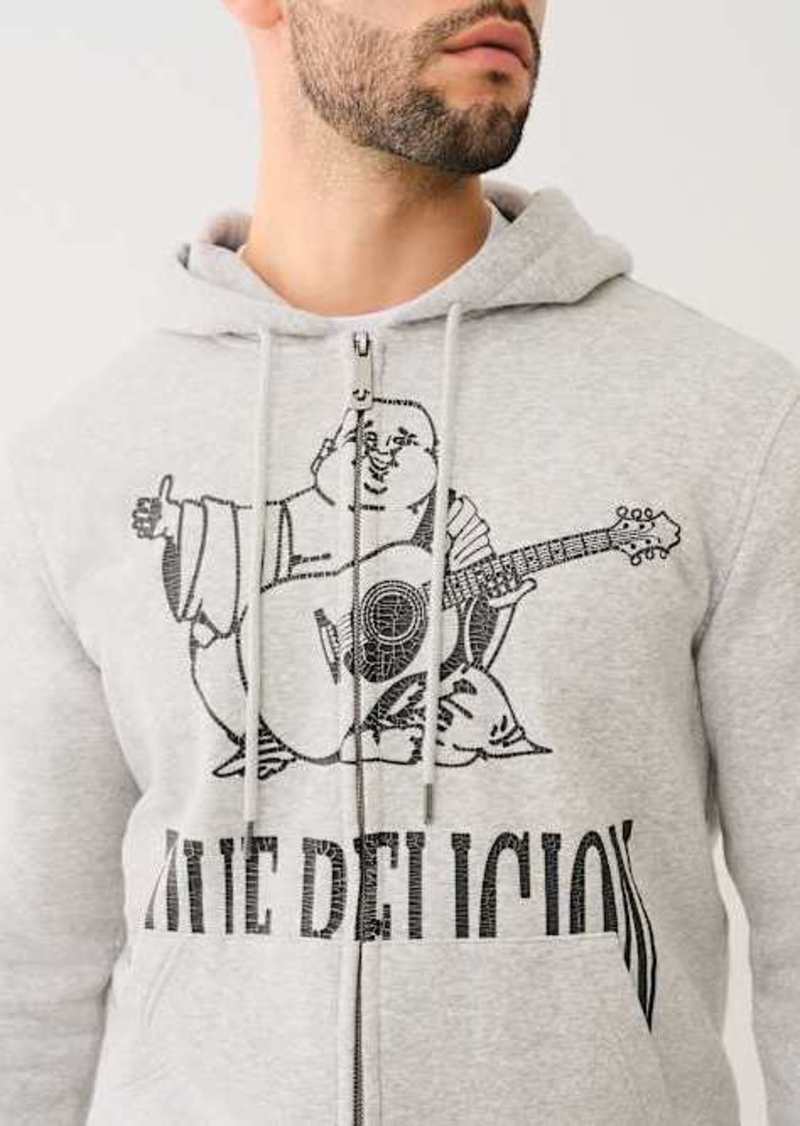 True Religion Men's Crackle Zip Up Hoodie