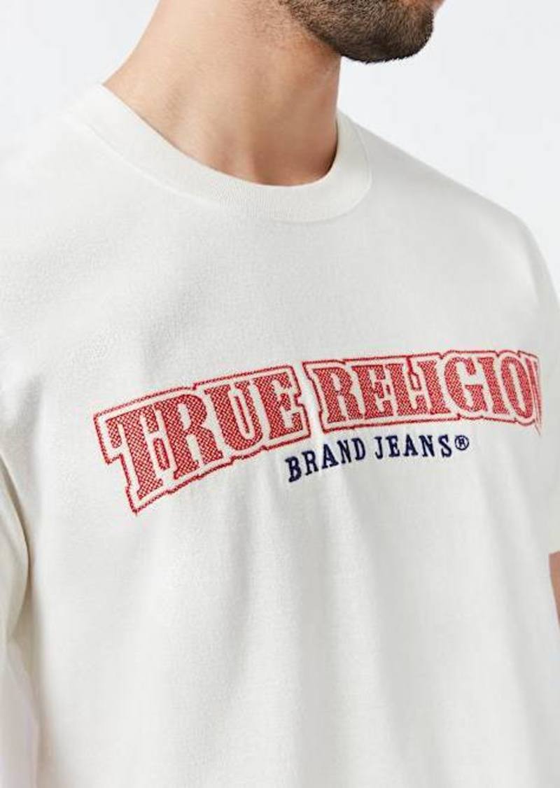 True Religion Men's Cross Stitch Arched Logo T-Shirt