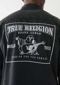 True Religion Men's Embroidered Buddha Logo Utility Shirt