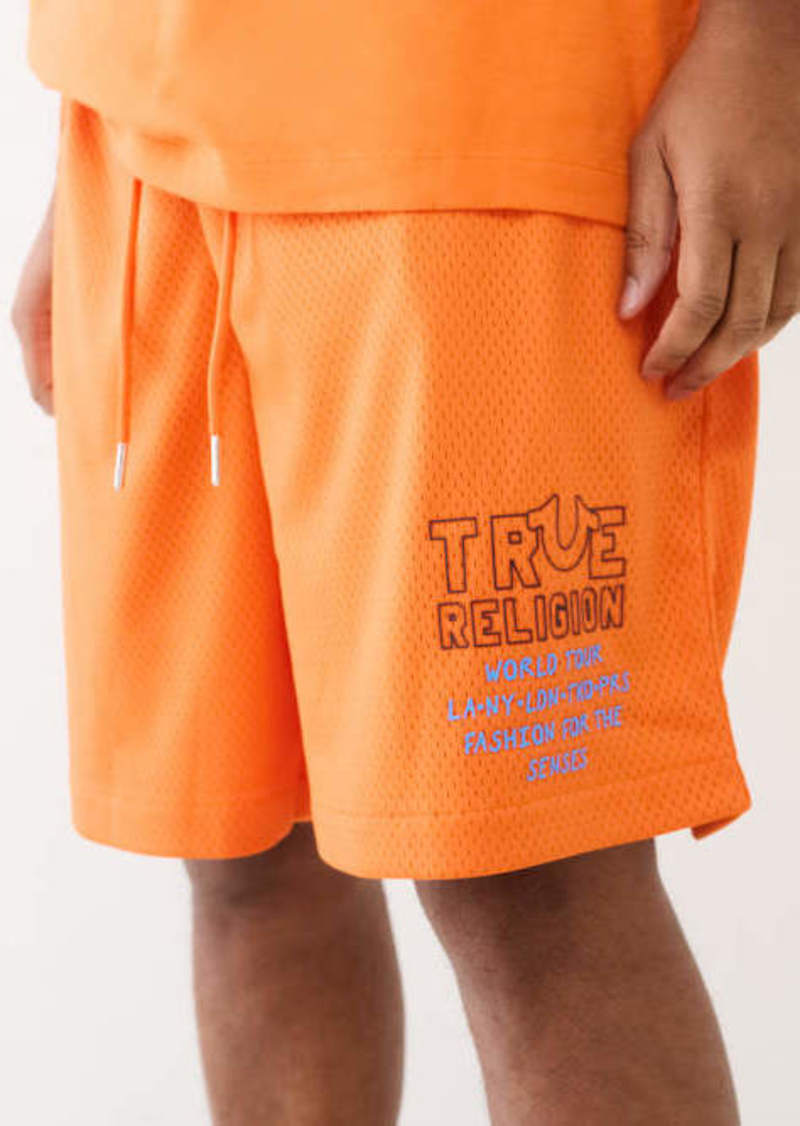 True Religion Men's Embroidered Jersey Mesh Sweat Short