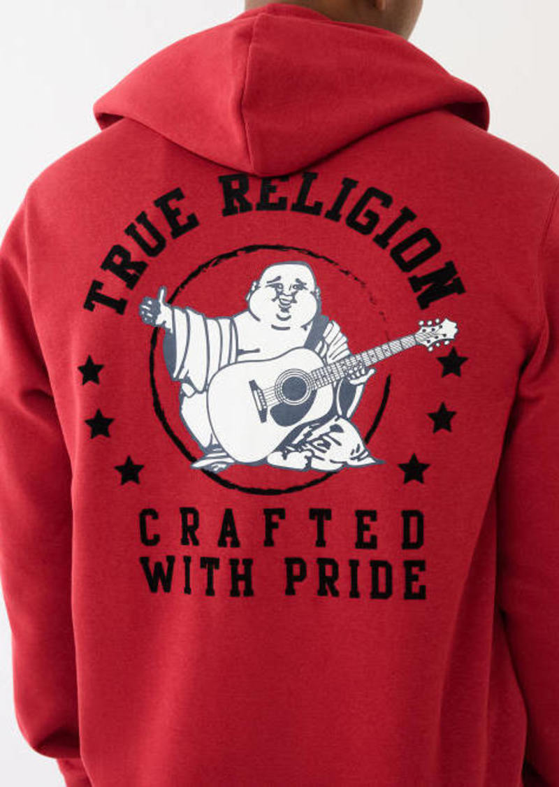 True Religion Men's Flocked Arch TR Star Zip Hoodie