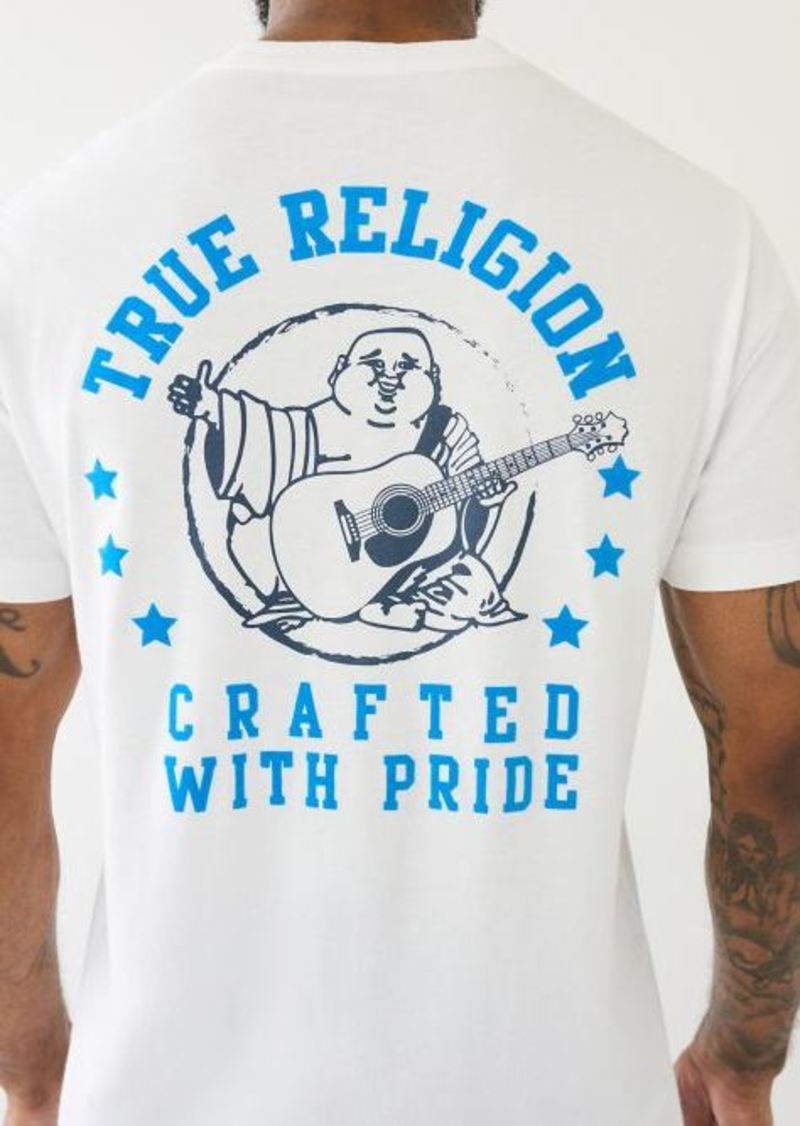 True Religion Men's Flocked Branded Logo Tee