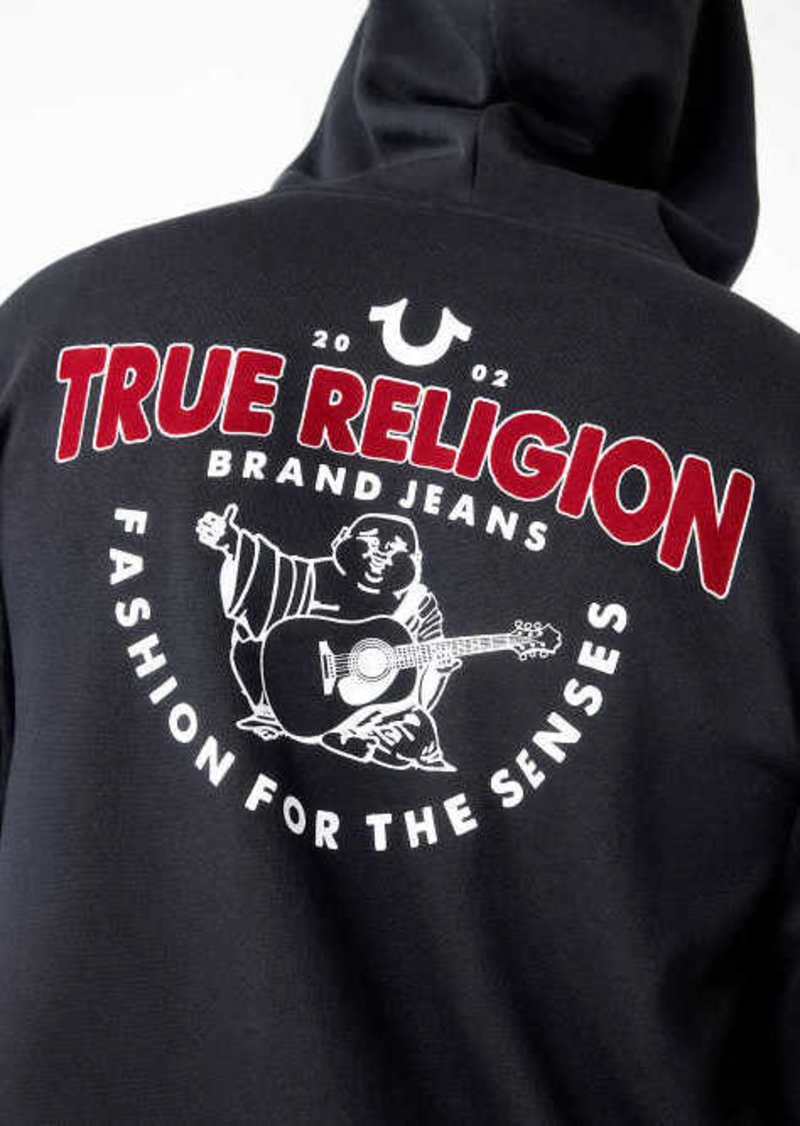 True Religion Men's Flocked Buddha Logo Zip Hoodie