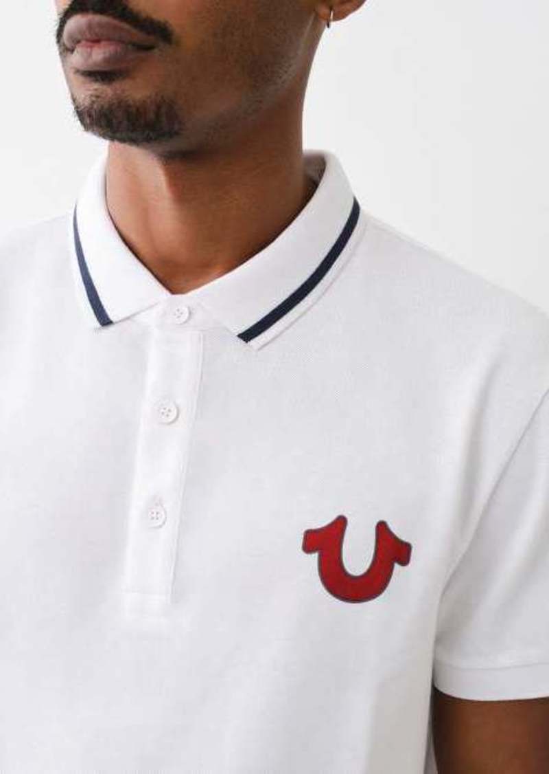 True Religion Men's Flocked Horseshoe Polo Shirt
