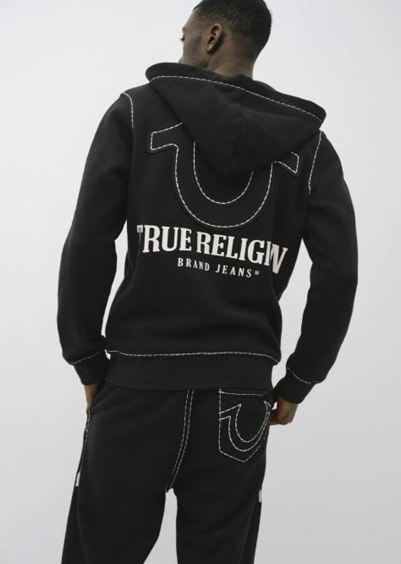 True Religion Men's Horseshoe Applique Super T Fleece Hoodie