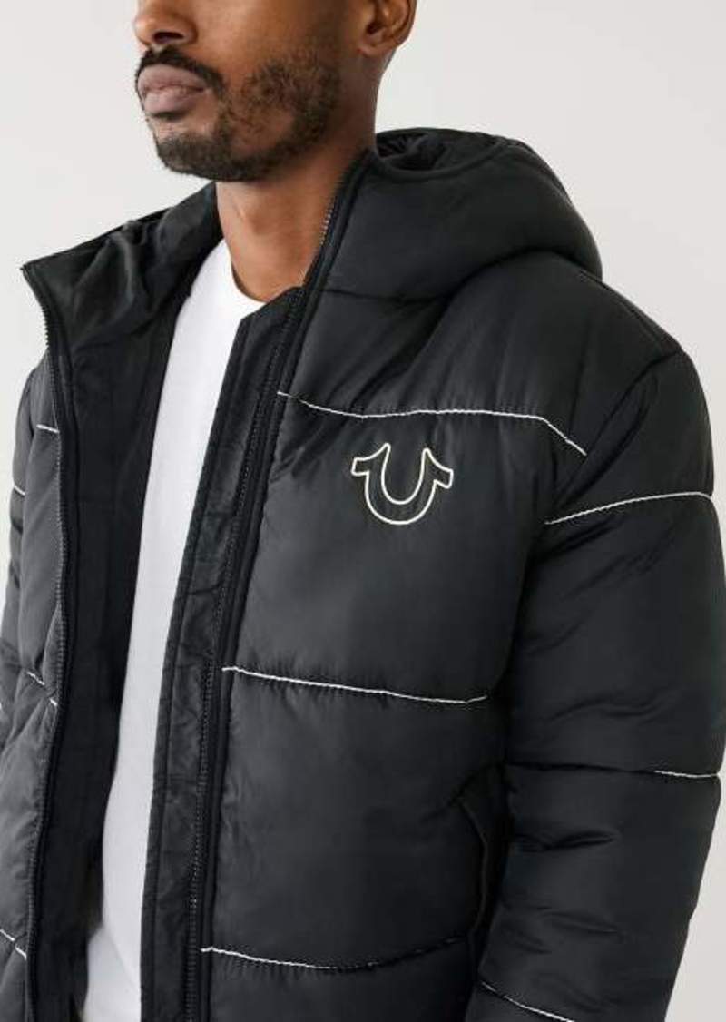 True Religion Men's Horseshoe Logo Big T Puffer Jacket