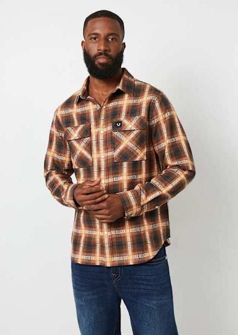 True Religion Men's Jacquard Workwear Plaid Shirt