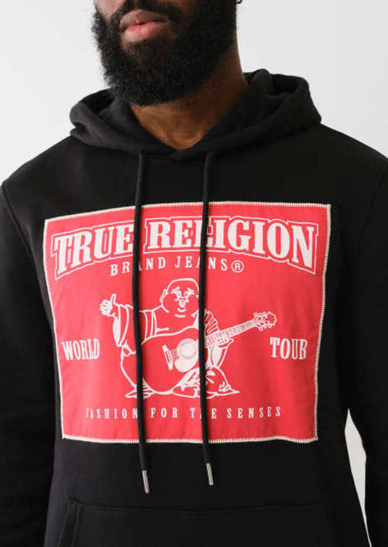 True Religion Men's Ladder Stitch Logo Applique Hoodie