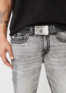 True Religion Men's Leather Big T Stitch Belt