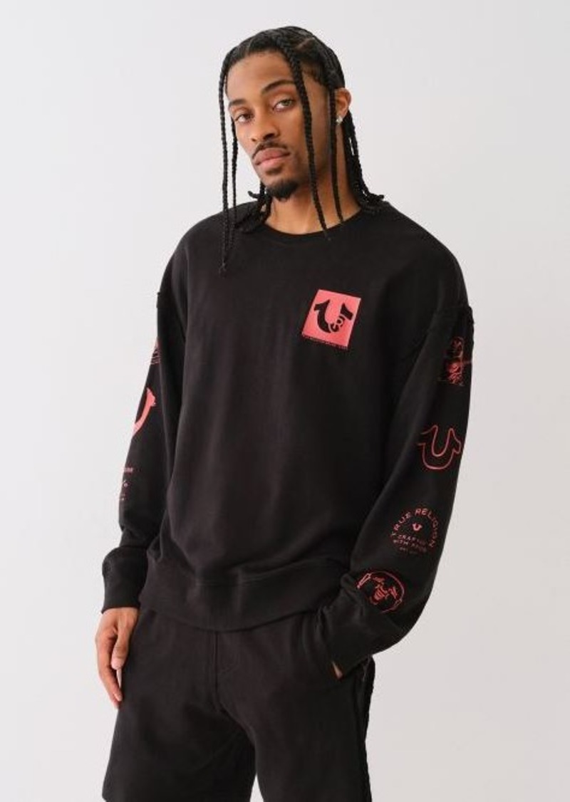 True Religion Men's Logo Inverted Seam Sweatshirt