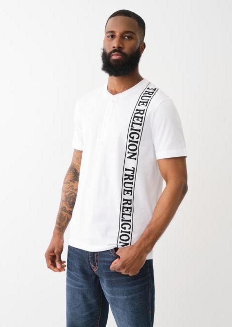 True Religion Men's Logo Panel Henley T-Shirt
