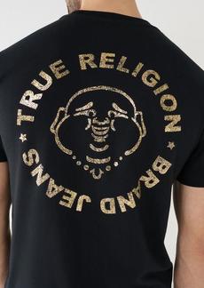 True Religion Men's Metallic Buddha Logo Short Sleeve Tee
