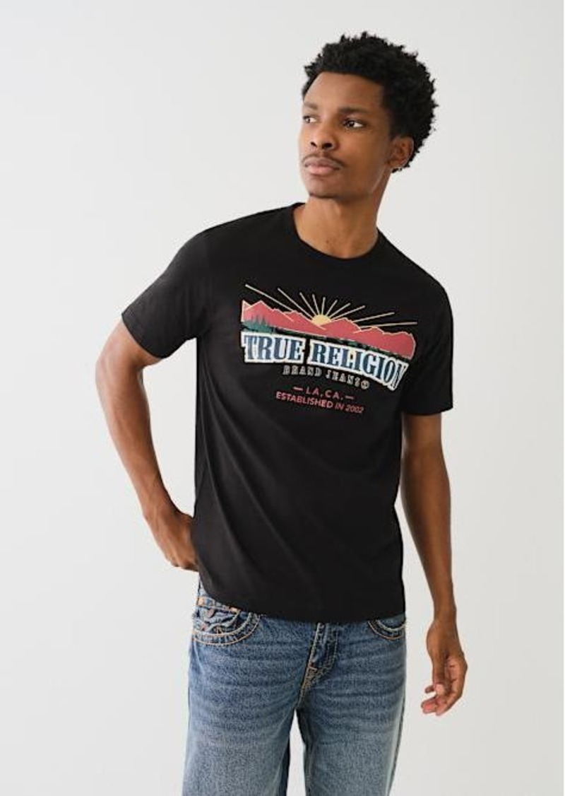 True Religion Men's Metallic Landscape Arched Logo T-Shirt