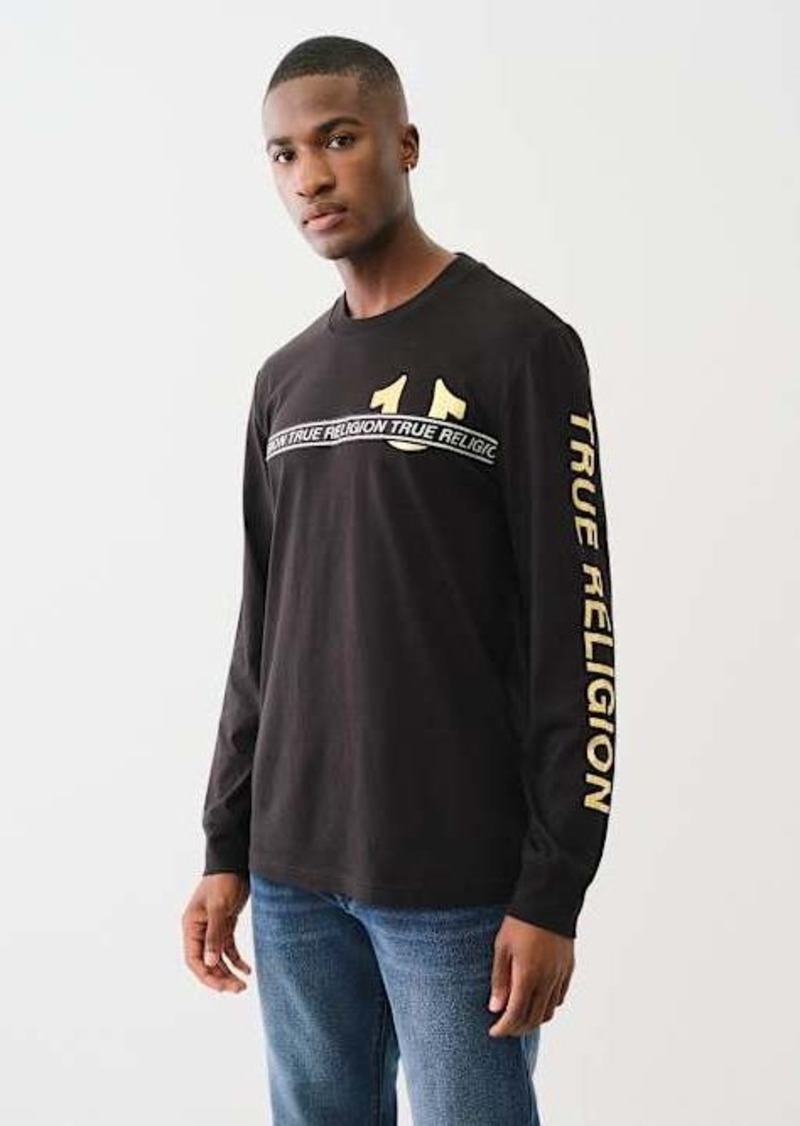 True Religion Men's Metallic Taping Long Sleeve T-Shirt