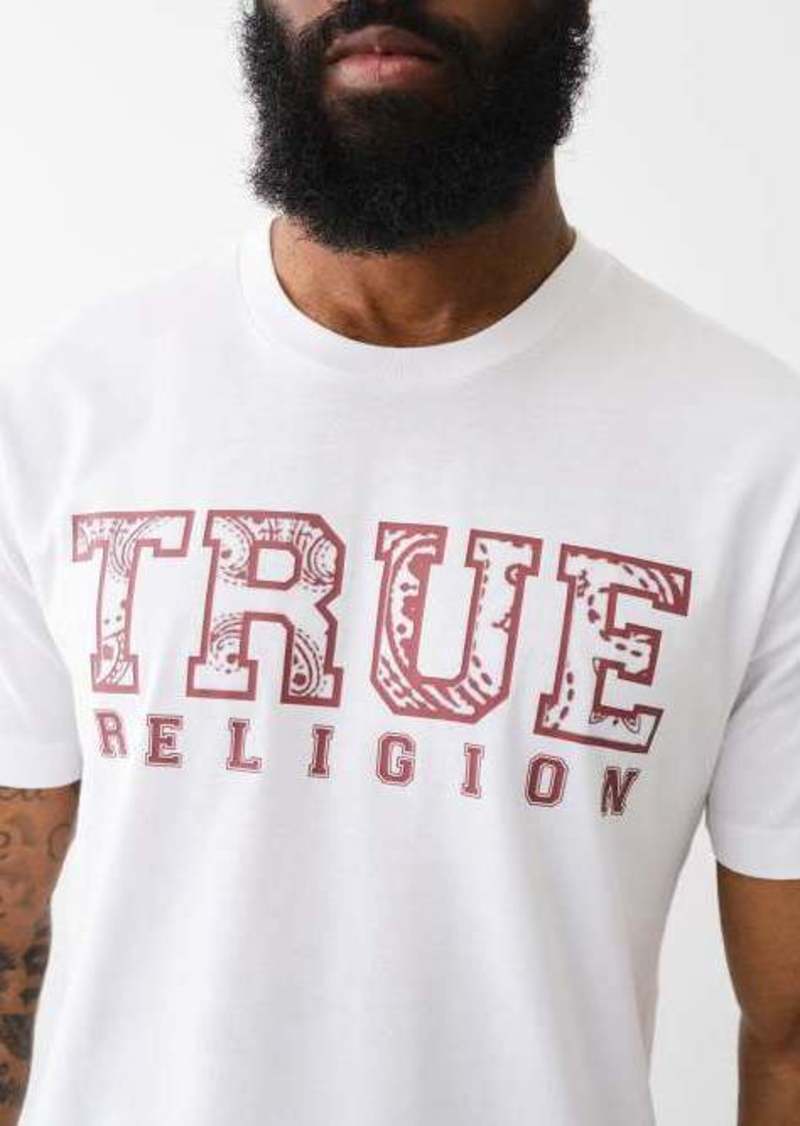 True Religion Men's Paisley Flocked Logo T-Shirt