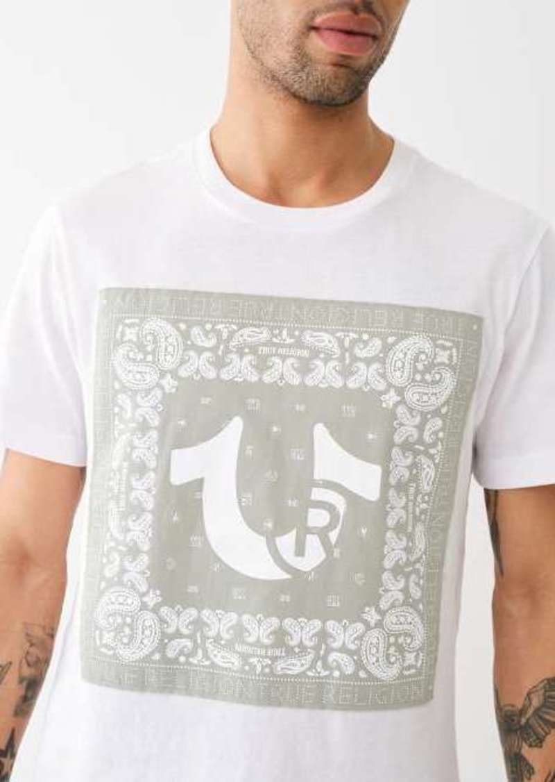 True Religion Men's Paisley Twill Applique Logo T-Shirt