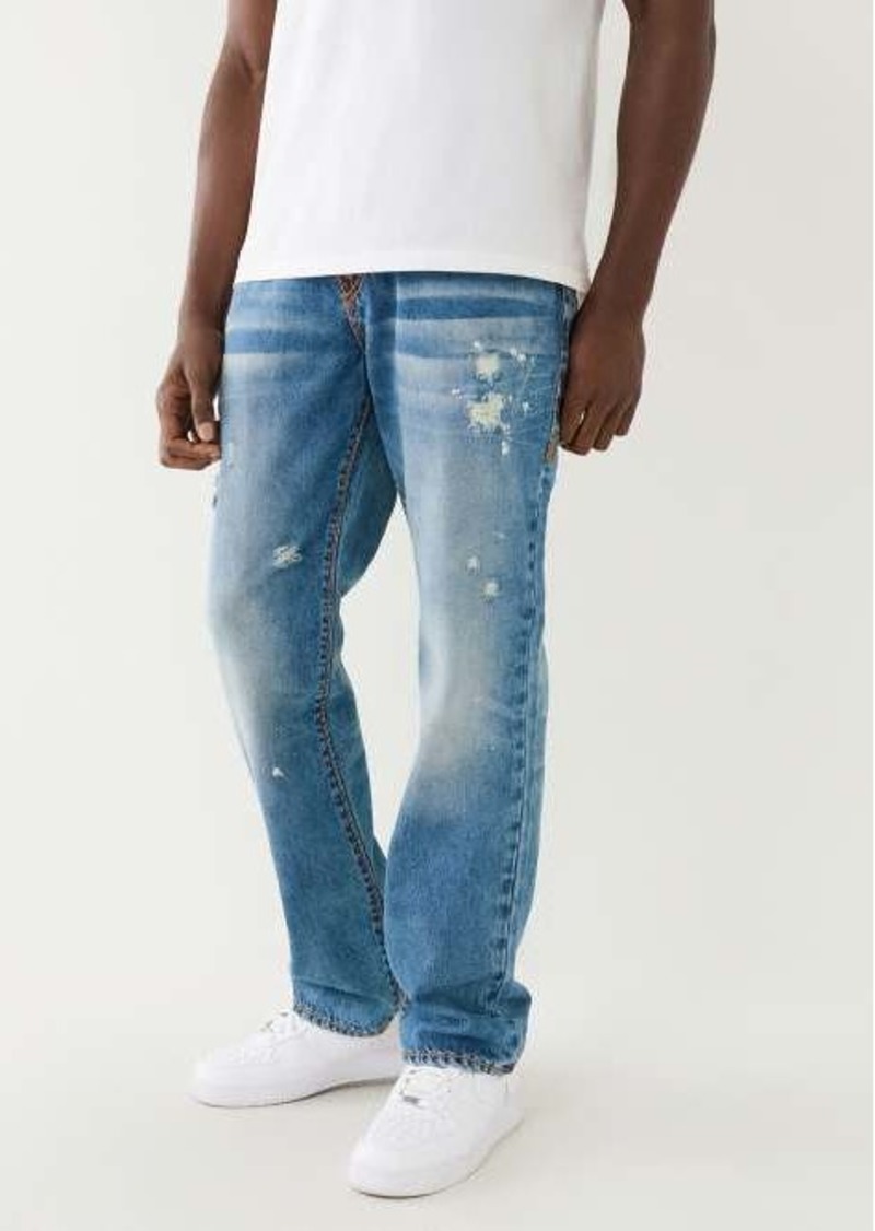 True Religion Men's Ricky Beach Splatter Distressed Straight Jean