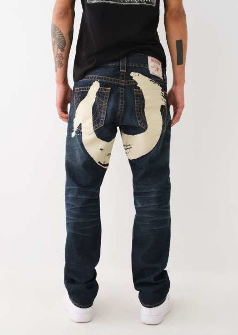 True Religion Men's Ricky Painted Horseshoe Big T Straight Jean