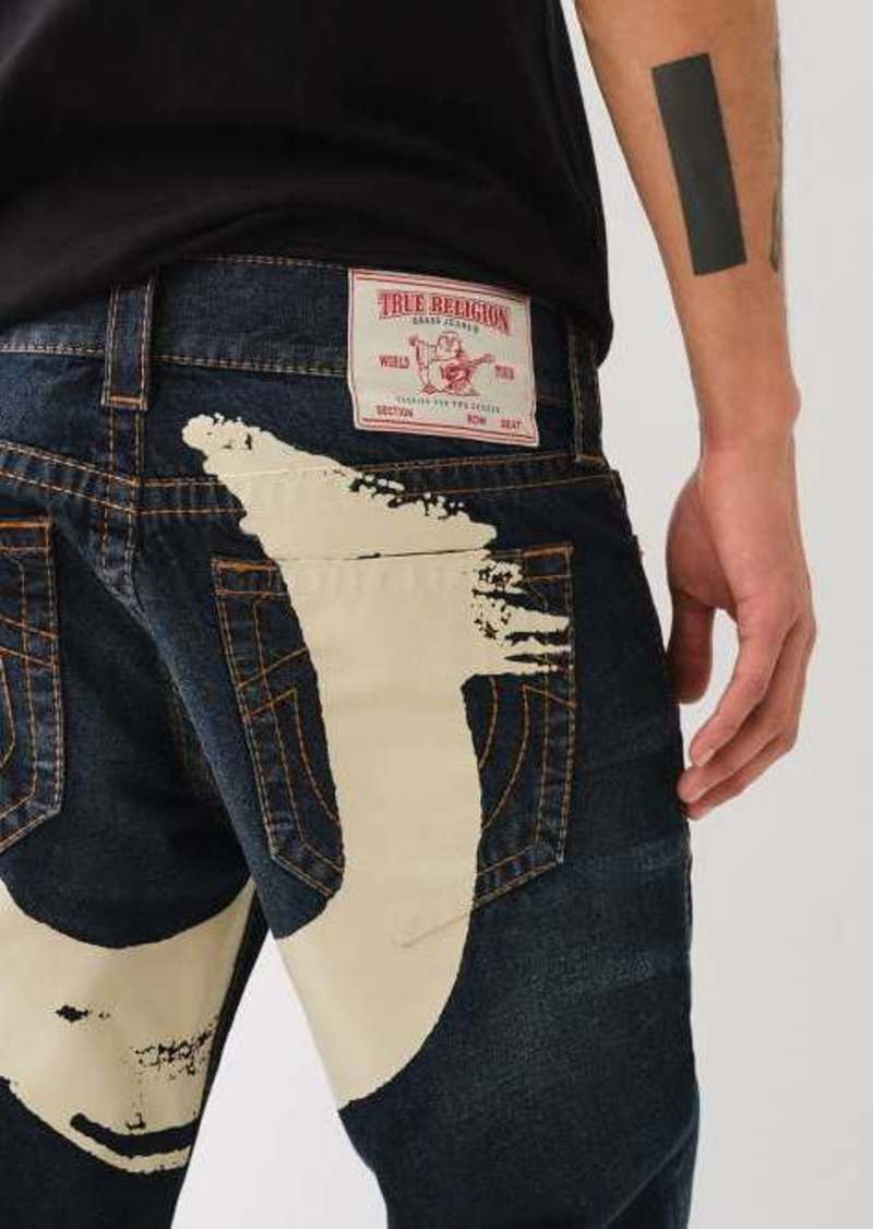 True Religion Men's Ricky Painted Horseshoe Big T Straight Jean