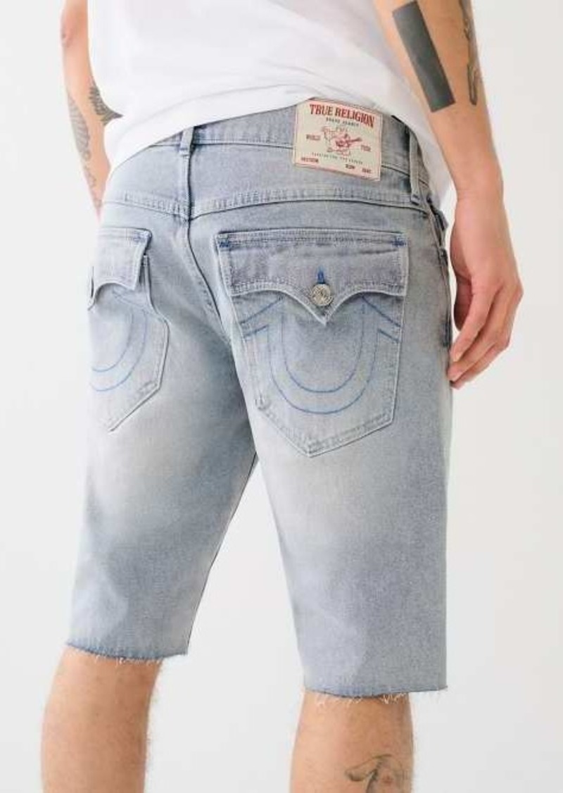 True Religion Men's Ricky Single Needle Raw Cut Short