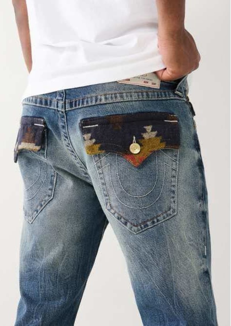 True Religion Men's Ricky Southwestern Flap Straight Jean