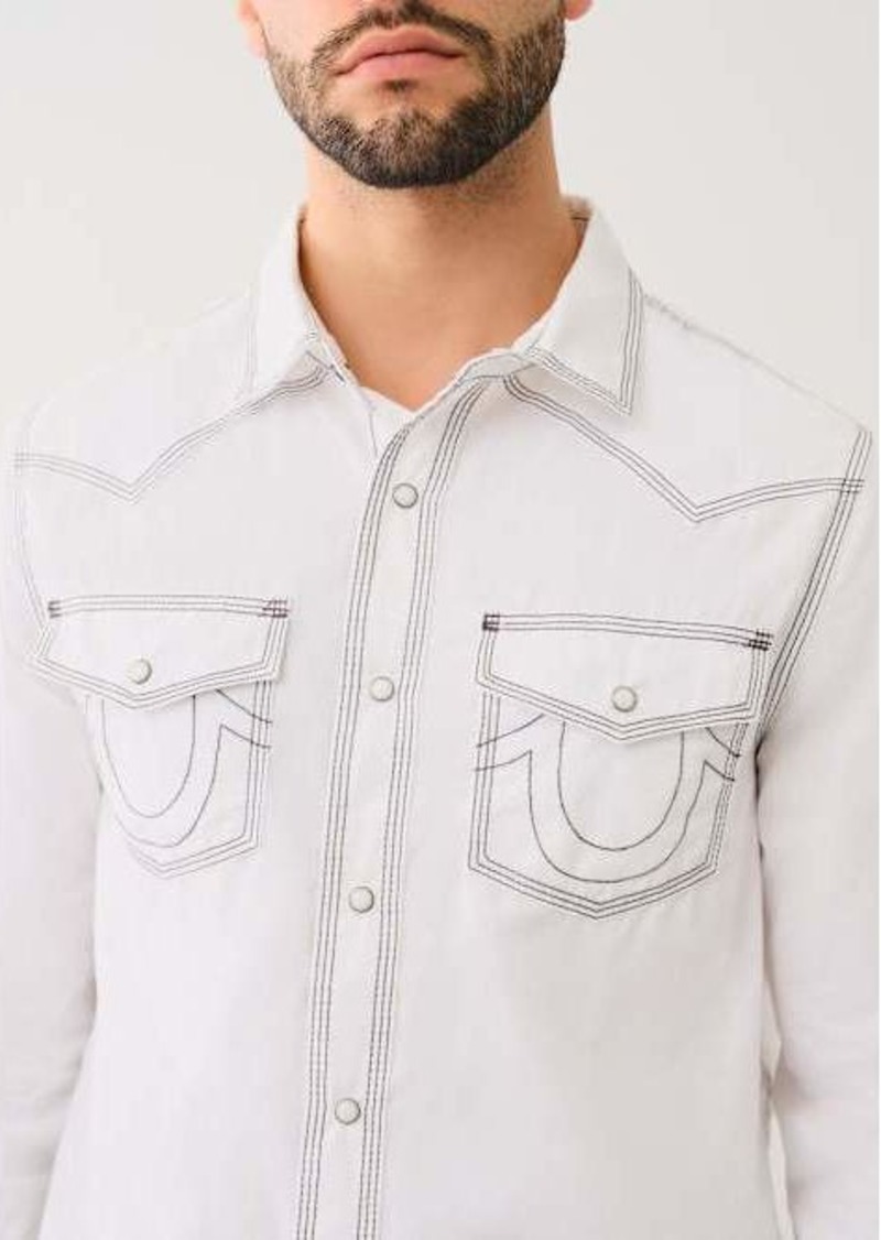 True Religion Men's Rocky Triple Needle Western Shirt