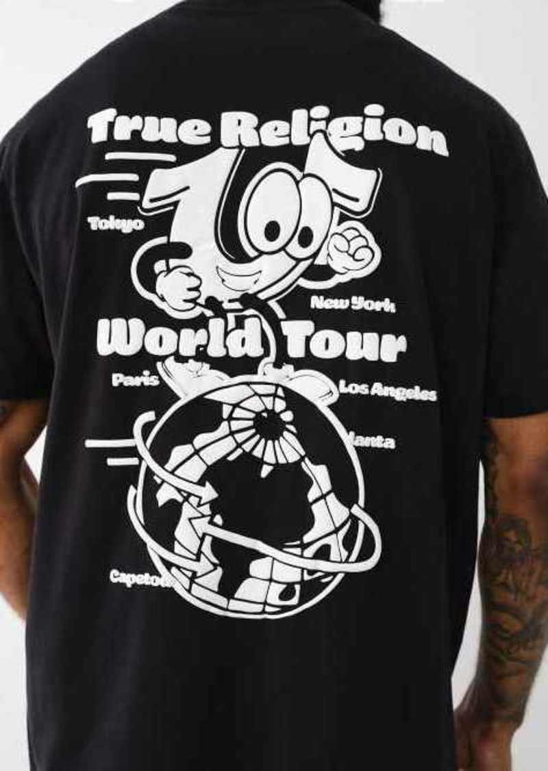 True Religion Men's Shoey Globe Puff Print Tee