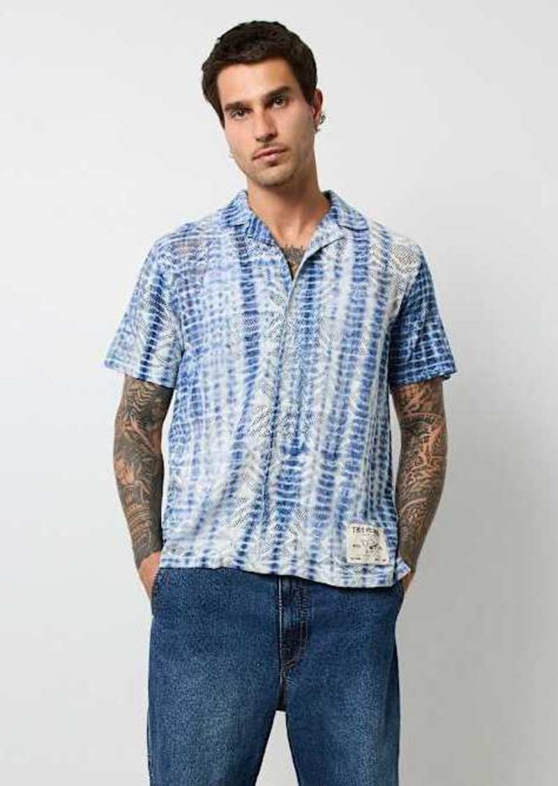 True Religion Men's Tie-Dye Open Knit Shirt