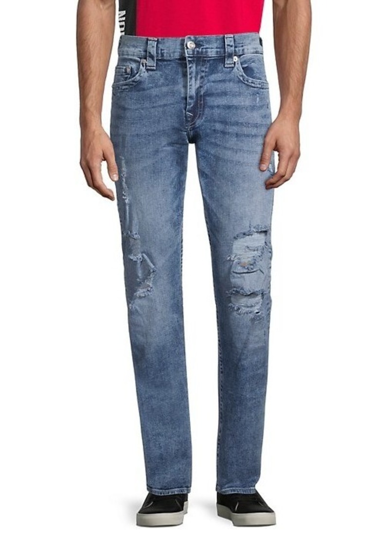 True Religion Ricky Relaxed-Fit Distressed Straight Jeans