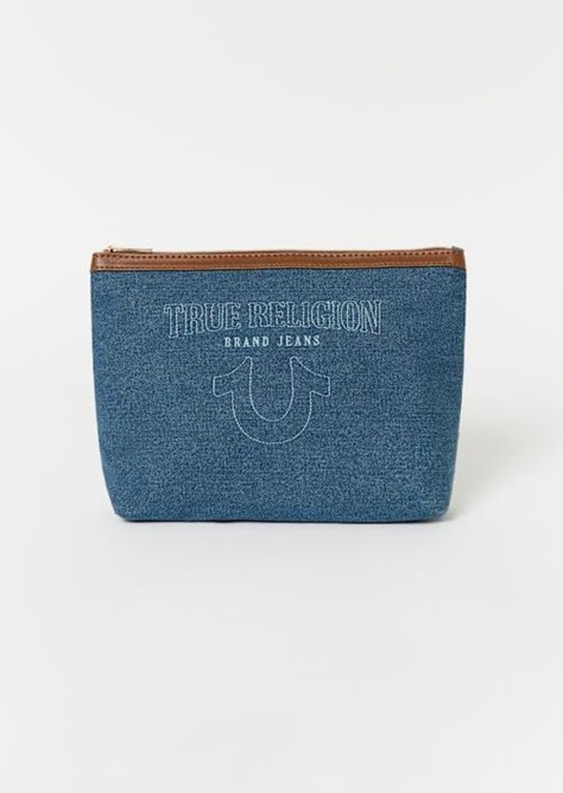 True Religion Stitched Logo Cosmetic Bag