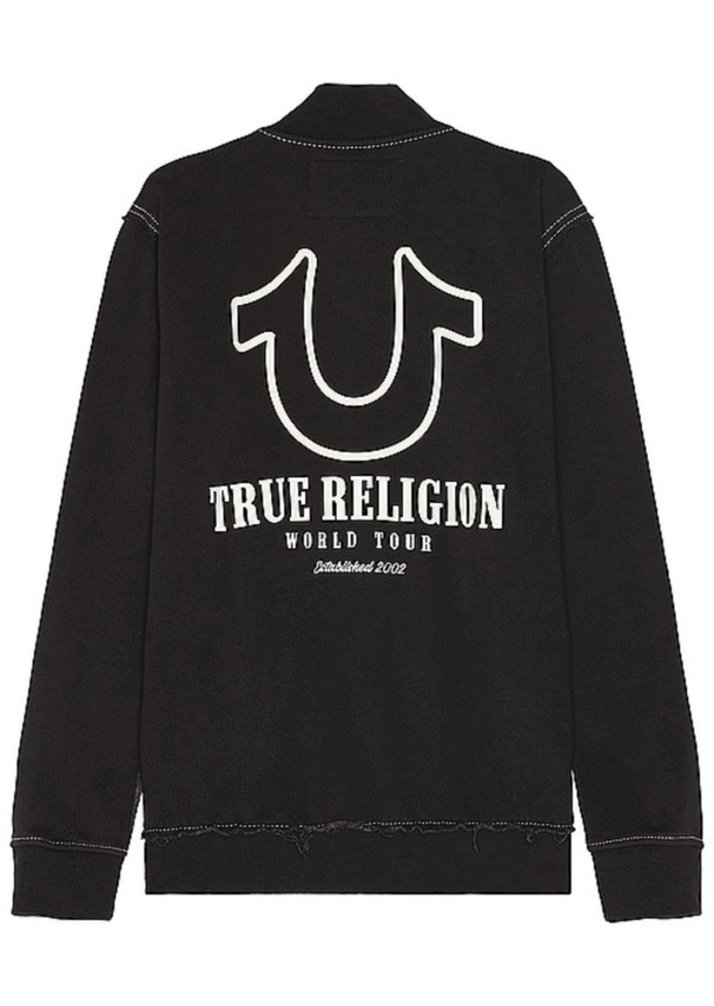 True Religion Big T Pigment Zip Mock Neck Sweatshirt