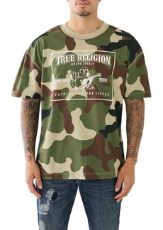 True Religion Brand Jeans Blu Camo Cotton Graphic T-Shirt