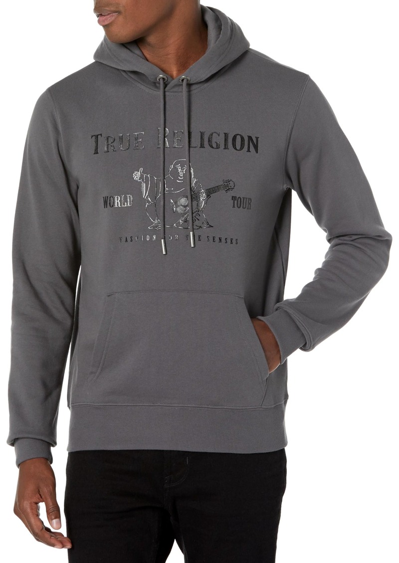 True Religion Men's Metallic Buddha Fleece Hoodie Iron Gate Grey 2X-Large