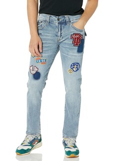 True Religion Brand Jeans Men's Rocco Single Needle Skinny Jean with Patches