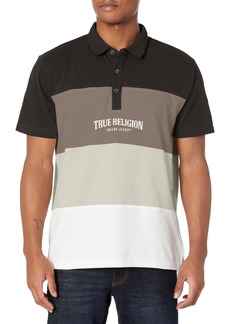 True Religion Brand Jeans Men's Short Sleeve 4 Panel Polo Shirt