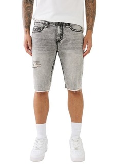 True Religion Brand Jeans Ricky Frayed Super T Straight Leg Denim Shorts