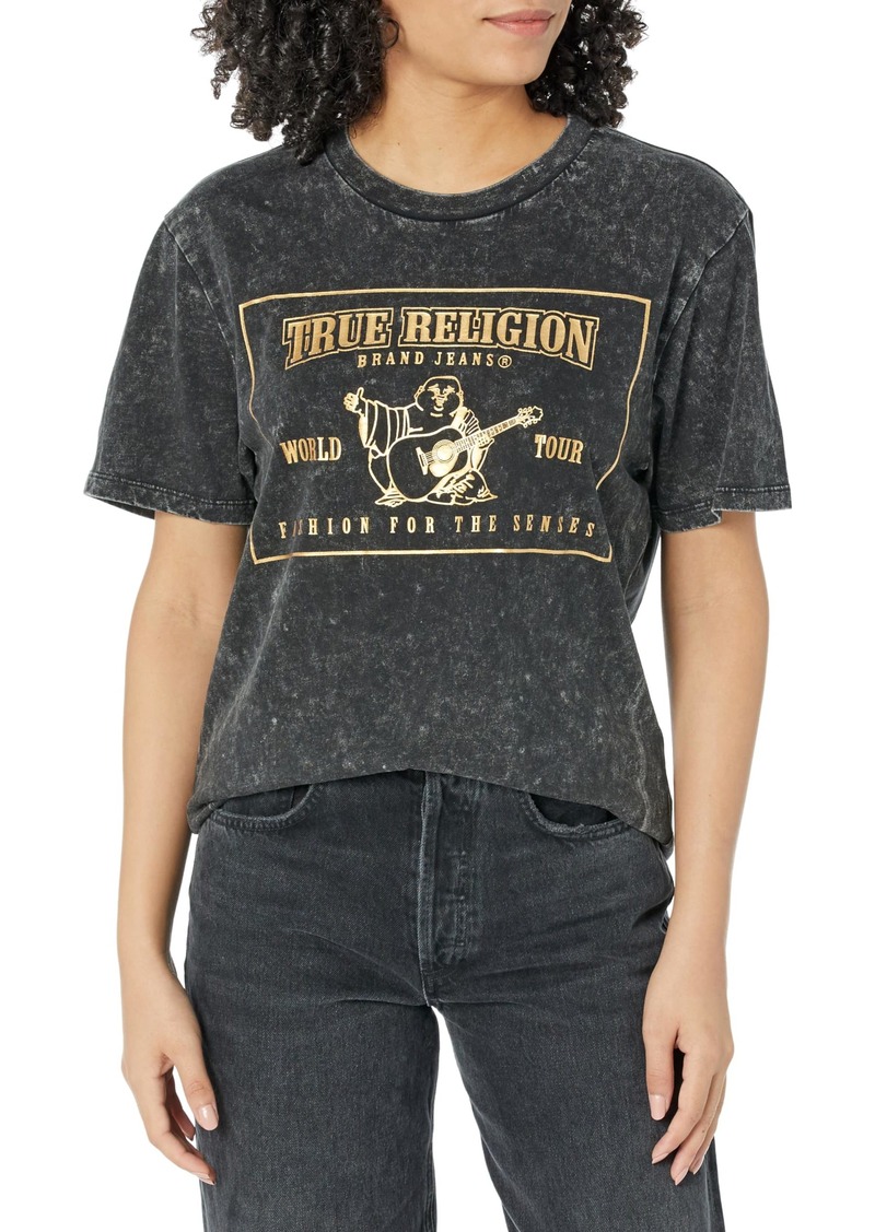 True Religion Brand Jeans Women's Acid Wash Logo Tee