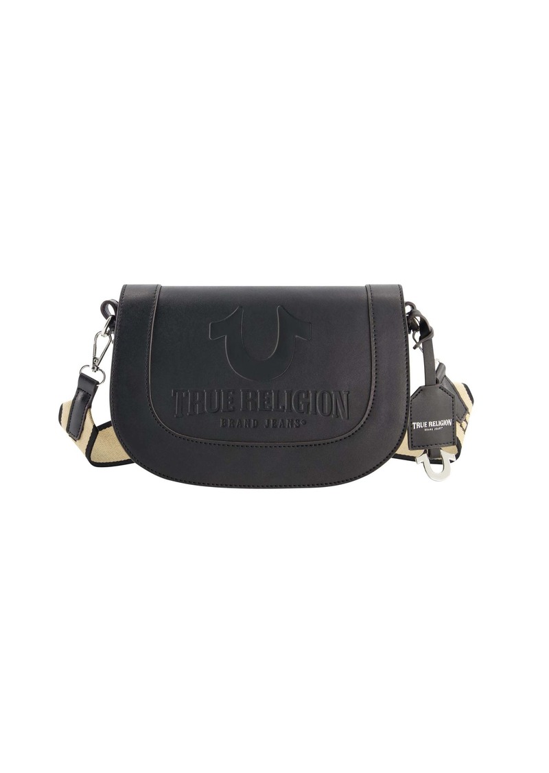 True Religion debossed logo flap shoulder bag