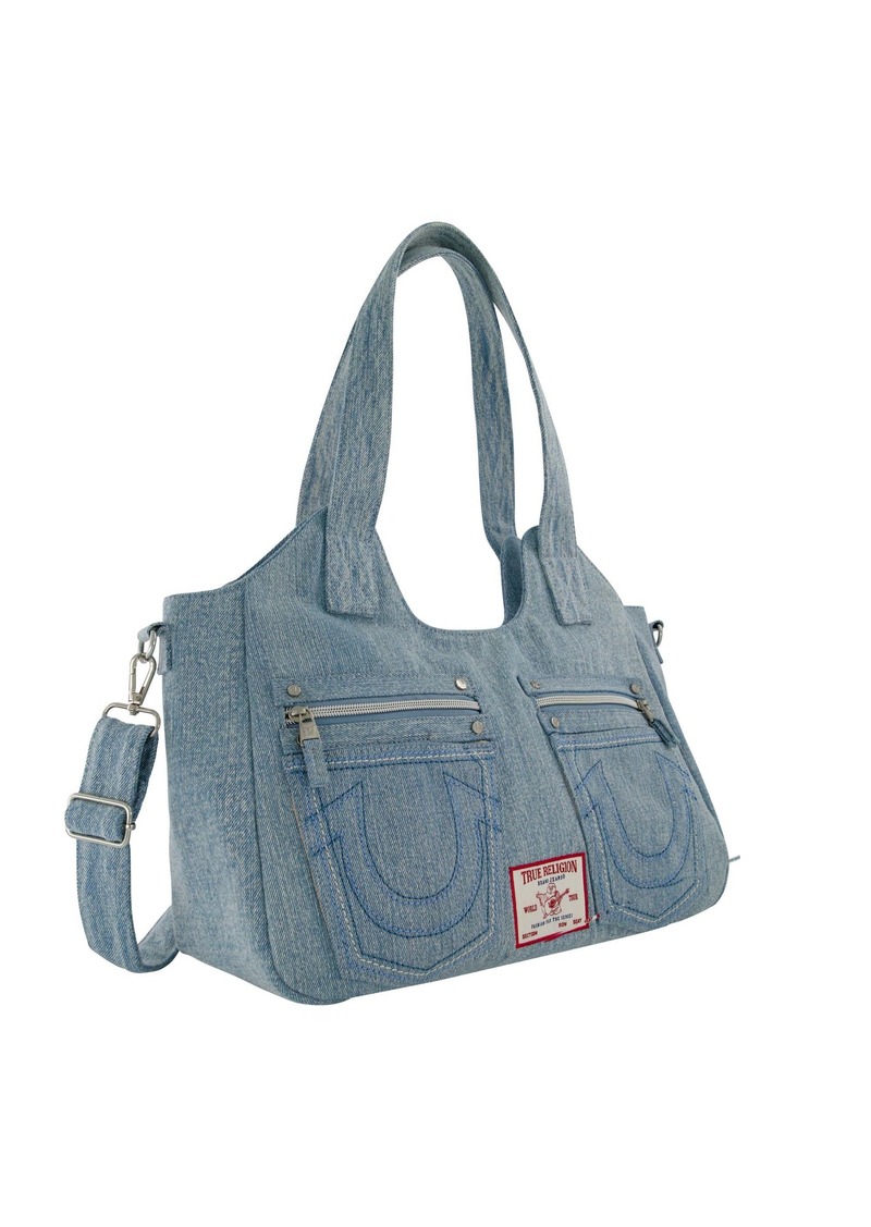 True Religion Horseshoe Stitch Denim Satchel