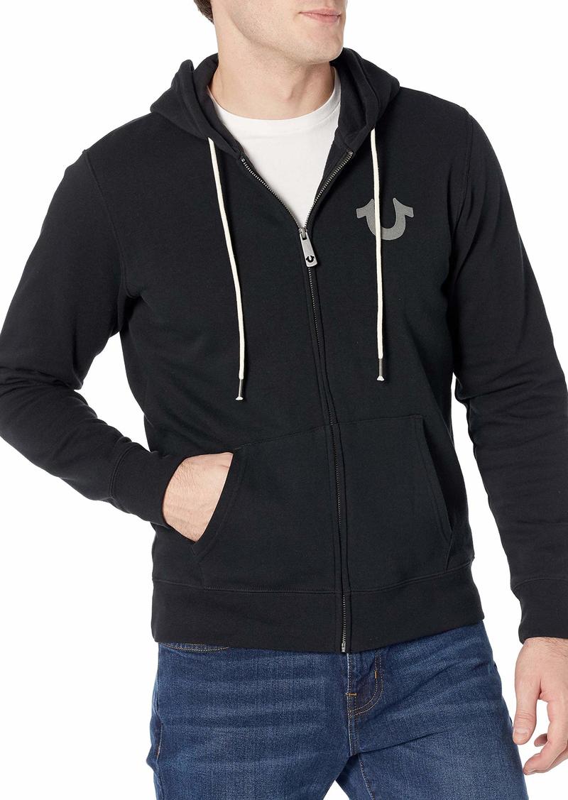 True Religion mens Classic Logo Long Sleeve Zip Up Hoodie Hooded Sweatshirt   US