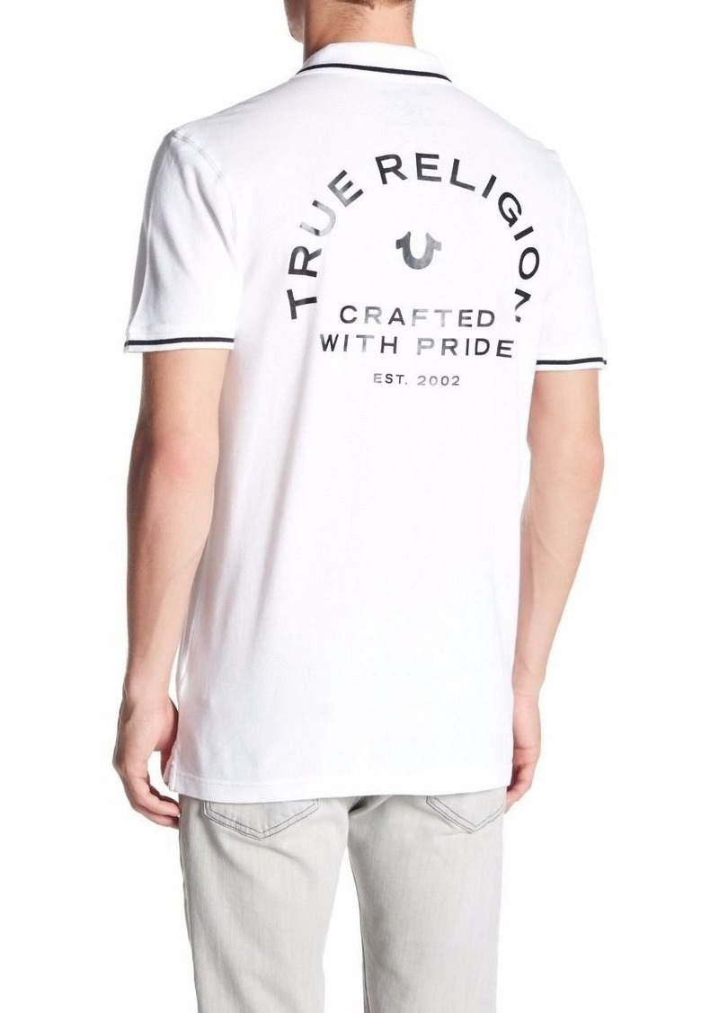 True Religion Men's Crafted with Pride Polo White with Black Piping XXL