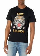 True Religion Men's Distressed Tiger Short Sleeve Crewneck Tee