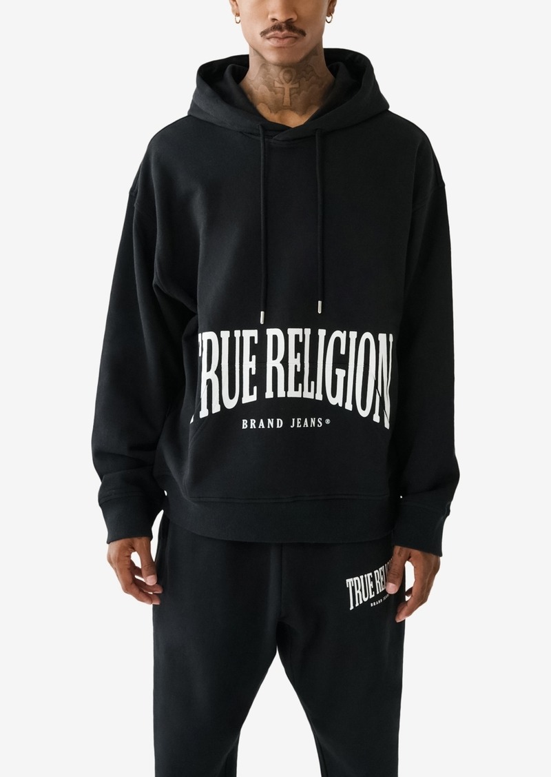 True Religion Men's Relaxed Stretch Arch Hoodie - Jet Black